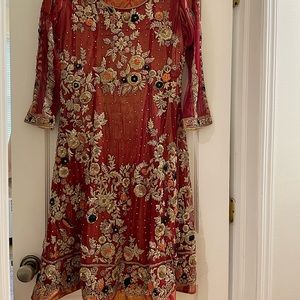 Indian wear. Beautiful gold embroidery with pants and dupatta/ scarf